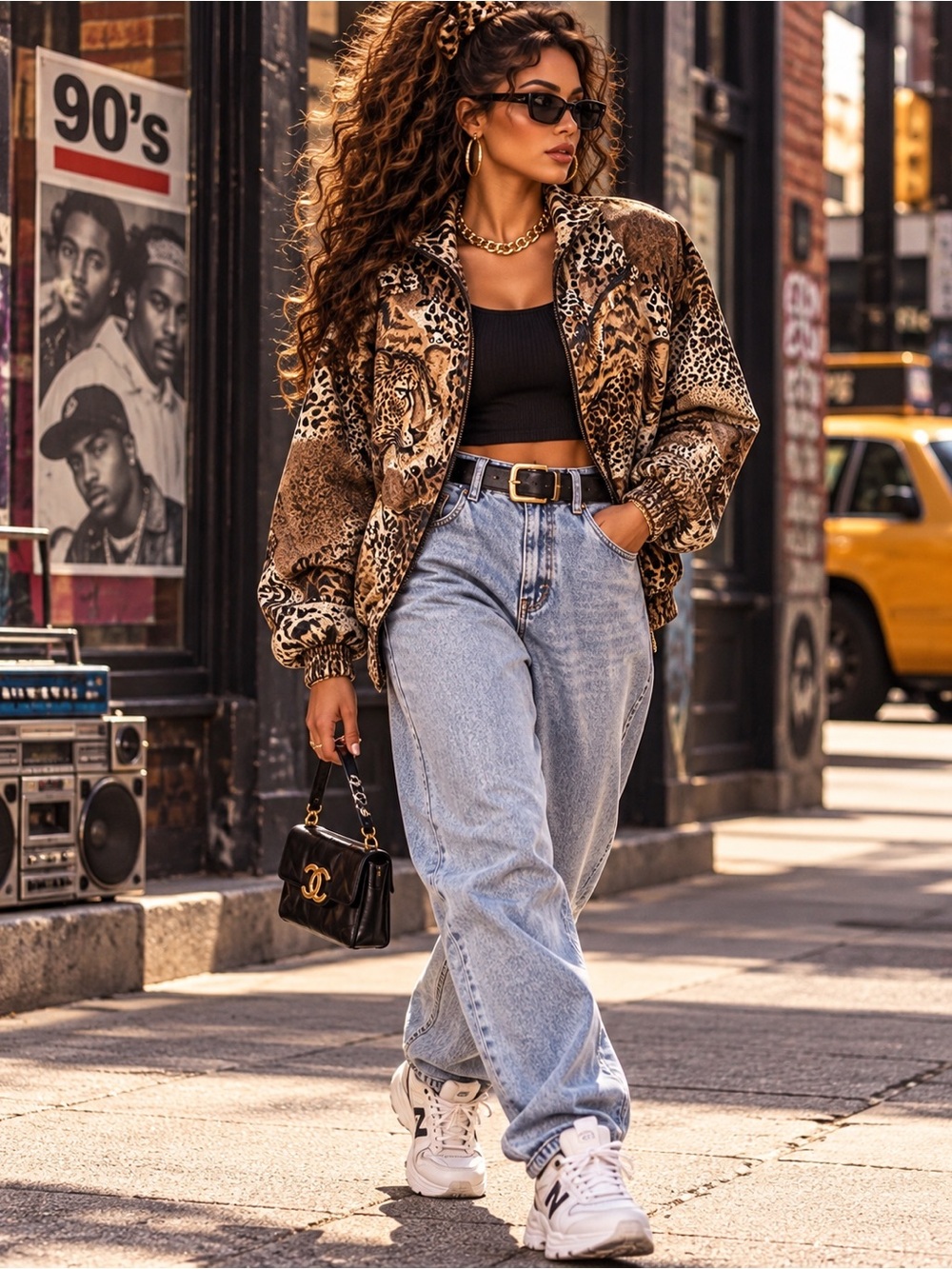 Vintage 90s Fuda International Leopard Cheetah Print Zip Up Bomber Windbreaker